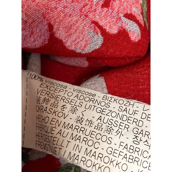 ZARA Women's Red Multicolor Floral 3/4 Sleeve Mini Button Down Shirt Dress Sz XS - Picture 4 of 4
